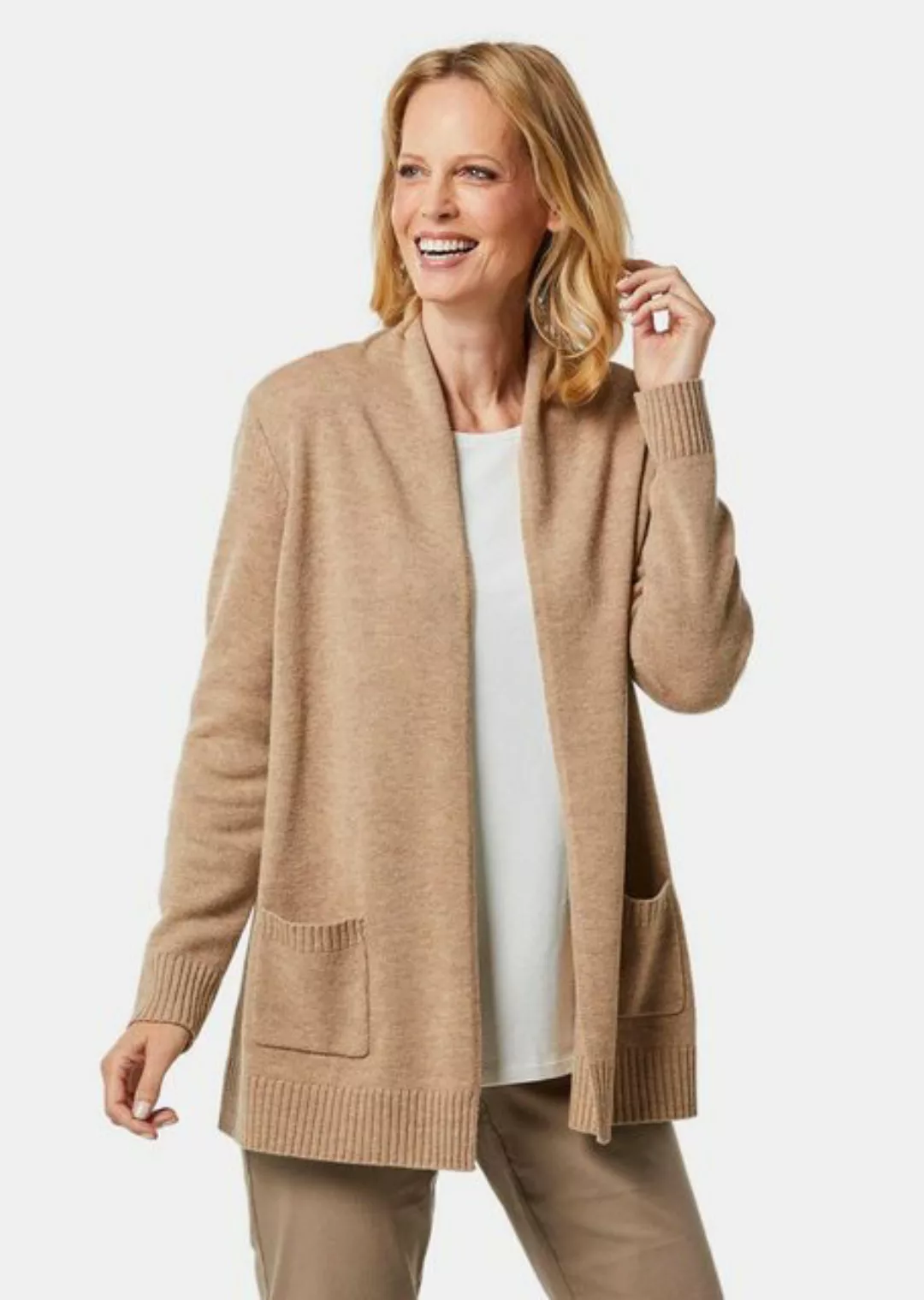 GOLDNER Strickjacke Kurzgröße: Schalkragenstrickjacke günstig online kaufen