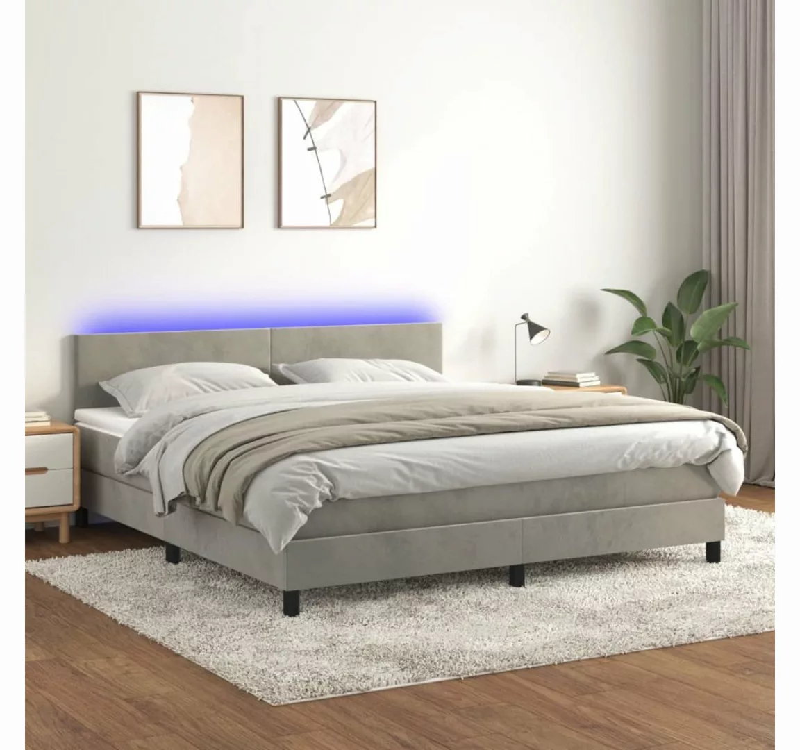 vidaXL Boxspringbett Bett Boxspringbett mit Matratze & LED Samt (180 x 200 günstig online kaufen