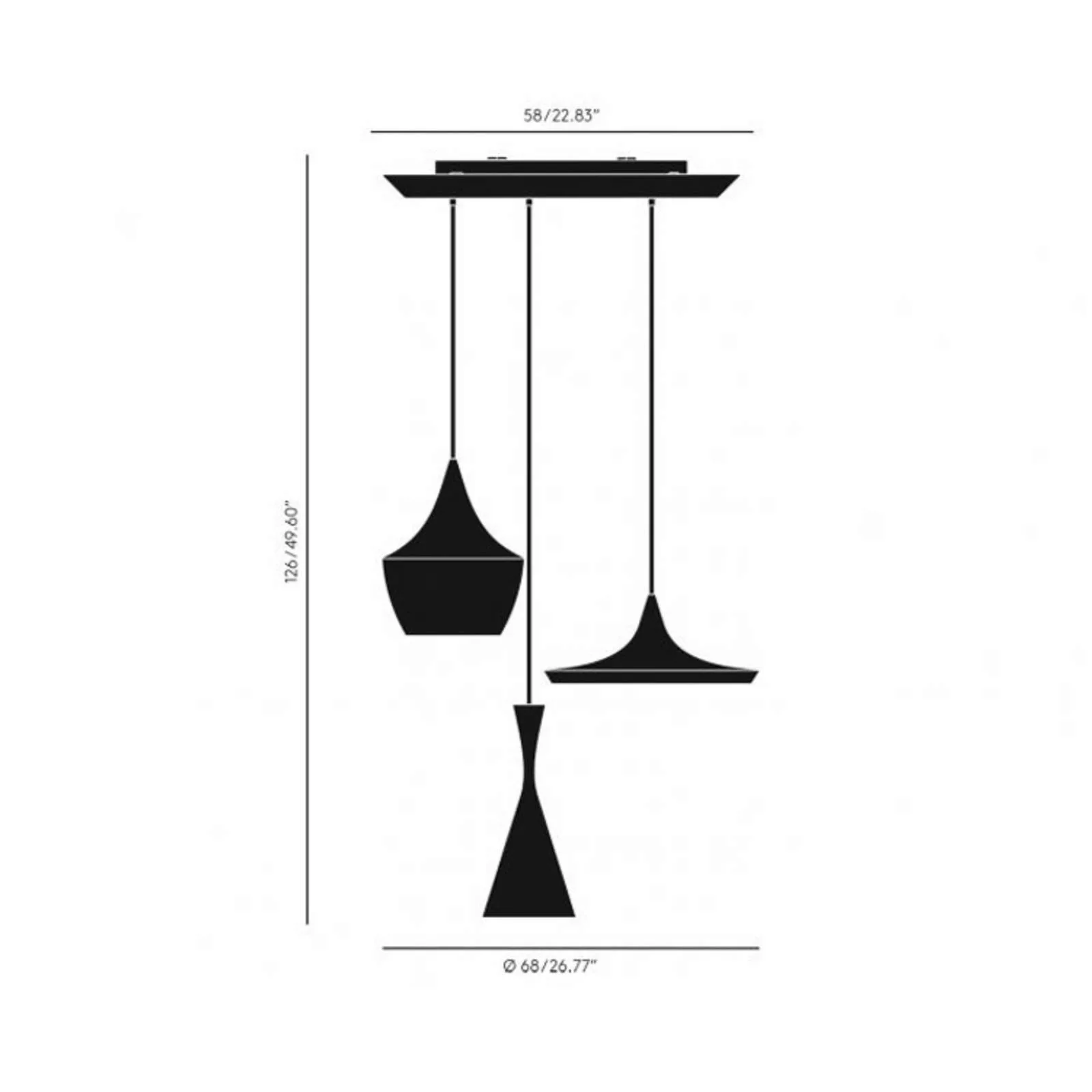 Tom Dixon Beat Trio Round Pendellampe 3fl schwarz günstig online kaufen