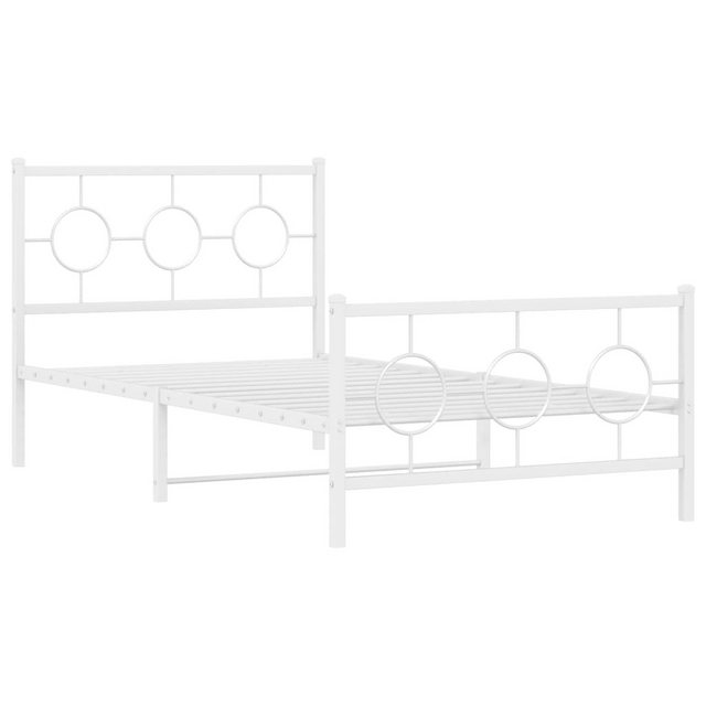 vidaXL Bett Bettgestell mit Kopf- und Fußteil Metall Weiß 100x190 cm günstig online kaufen