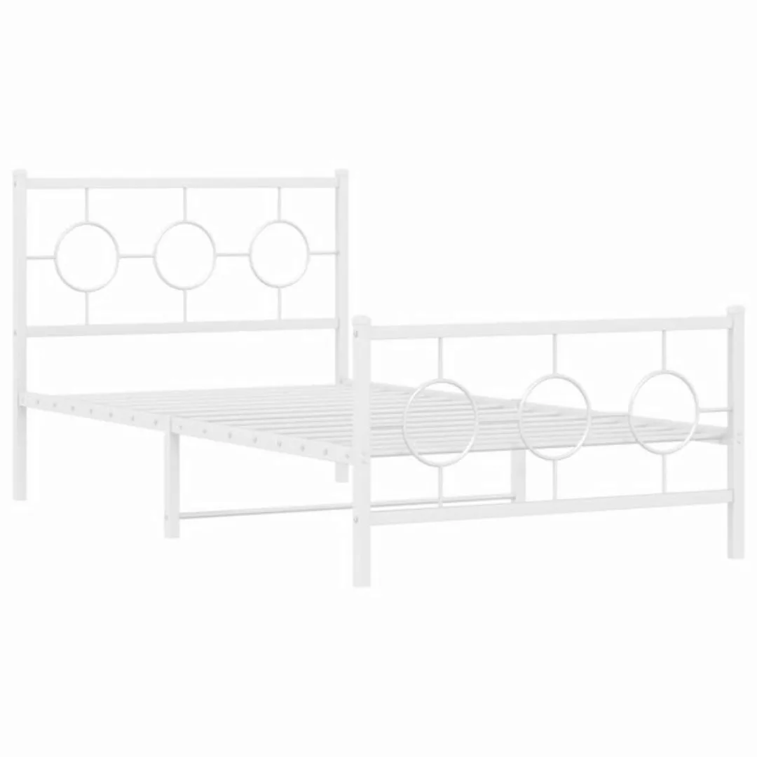 vidaXL Bett Bettgestell mit Kopf- und Fußteil Metall Weiß 100x190 cm günstig online kaufen