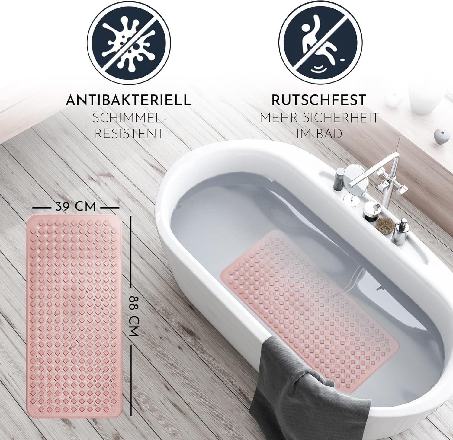 Homerella Badematte rutschfest Hautsensitiv 88x39cm, INKL. günstig online kaufen