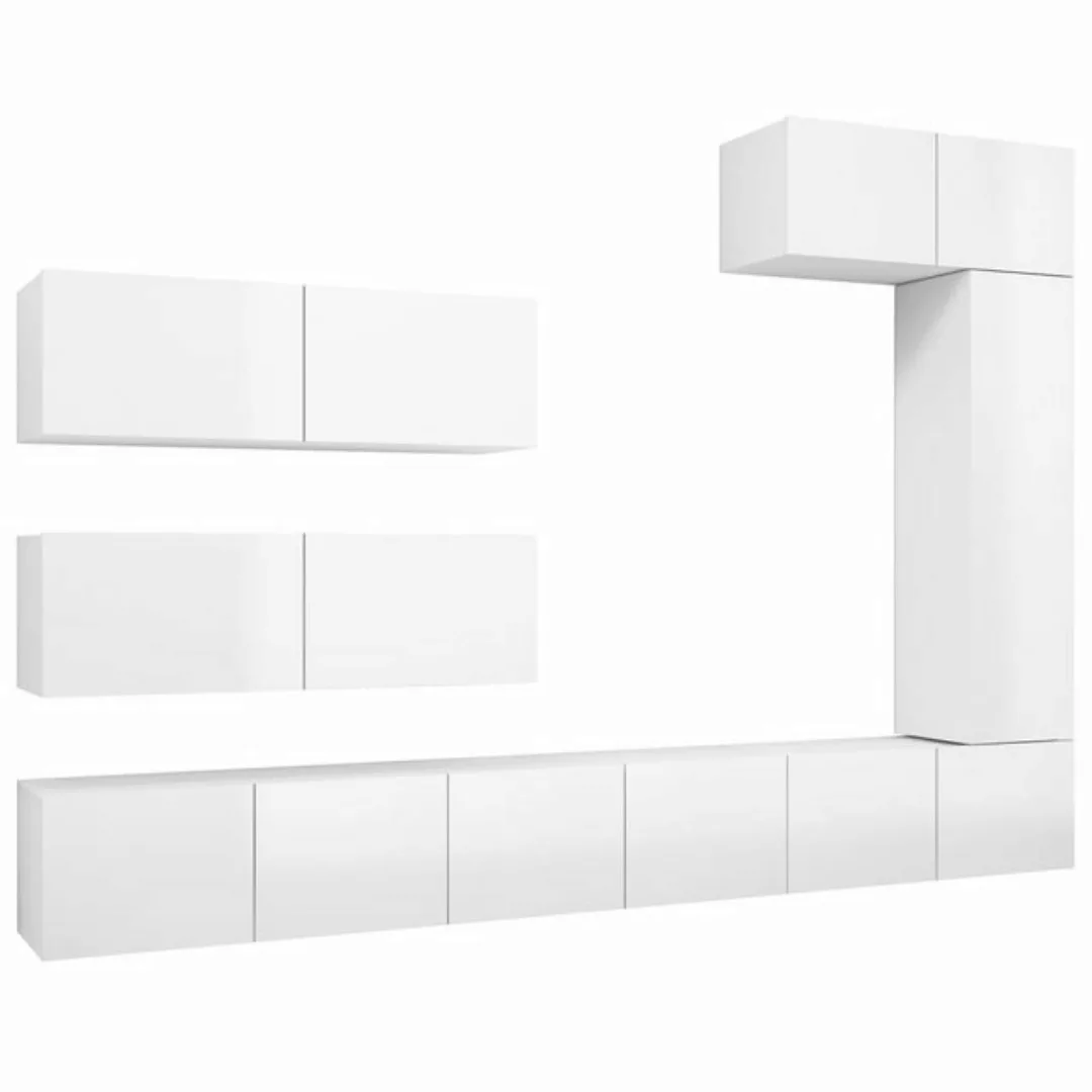 vidaXL TV-Schrank 7-tlg. TV-Schrank-Set Hochglanz-Weiß Holzwerkstoff (7-St) günstig online kaufen