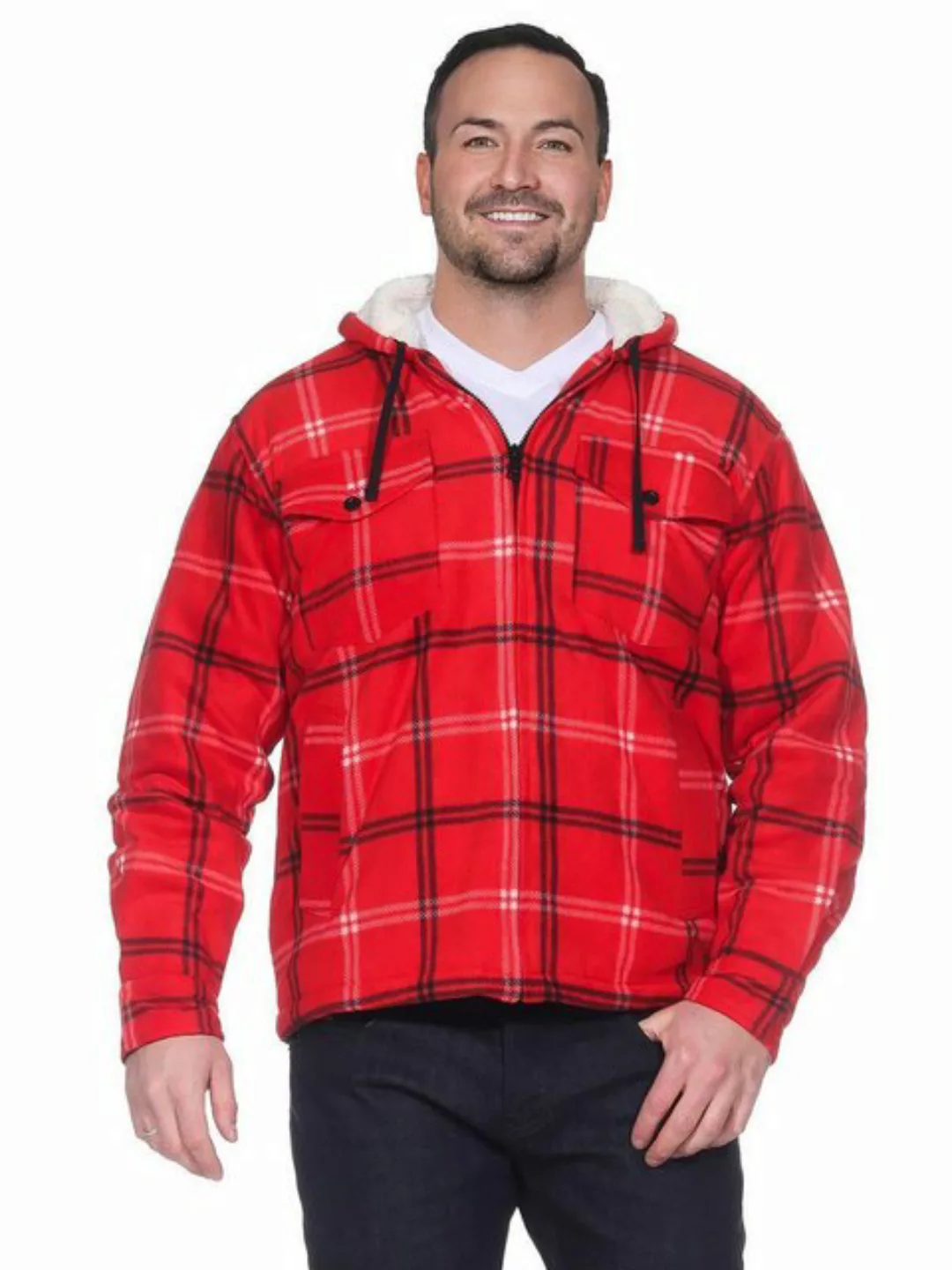 EloModa Flanellhemd Herren Holzfäller Thermo Hemd mit Kapuze, Gr. M L XL 2X günstig online kaufen