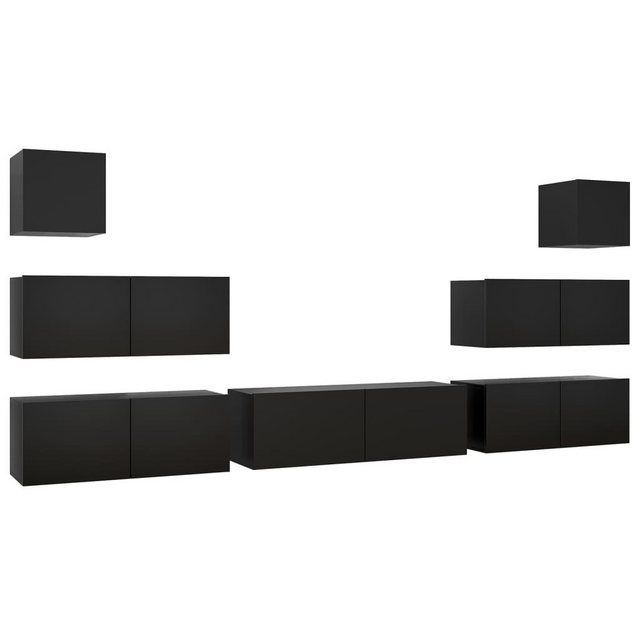 furnicato TV-Schrank 7-tlg. TV-Schrank-Set Schwarz Holzwerkstoff (1-St) günstig online kaufen