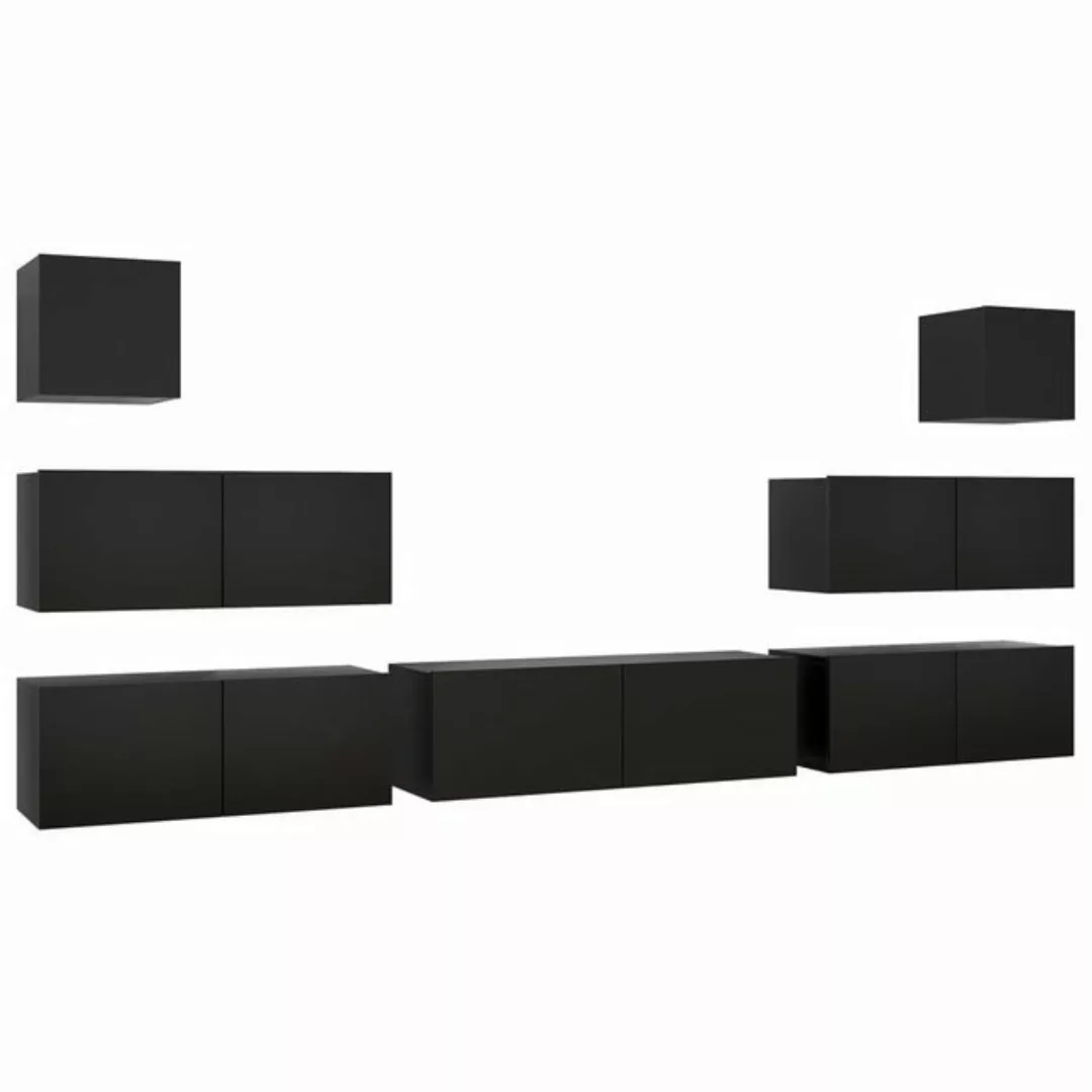 furnicato TV-Schrank 7-tlg. TV-Schrank-Set Schwarz Holzwerkstoff (7-St) günstig online kaufen