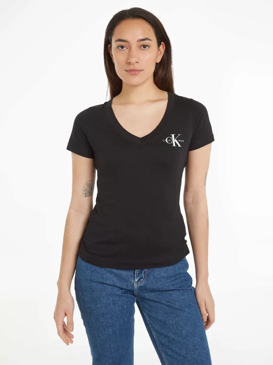 Calvin Klein Jeans T-Shirt "2-PACK MONOLOGO V-NECK TEE", (Packung, 2er-Pack günstig online kaufen