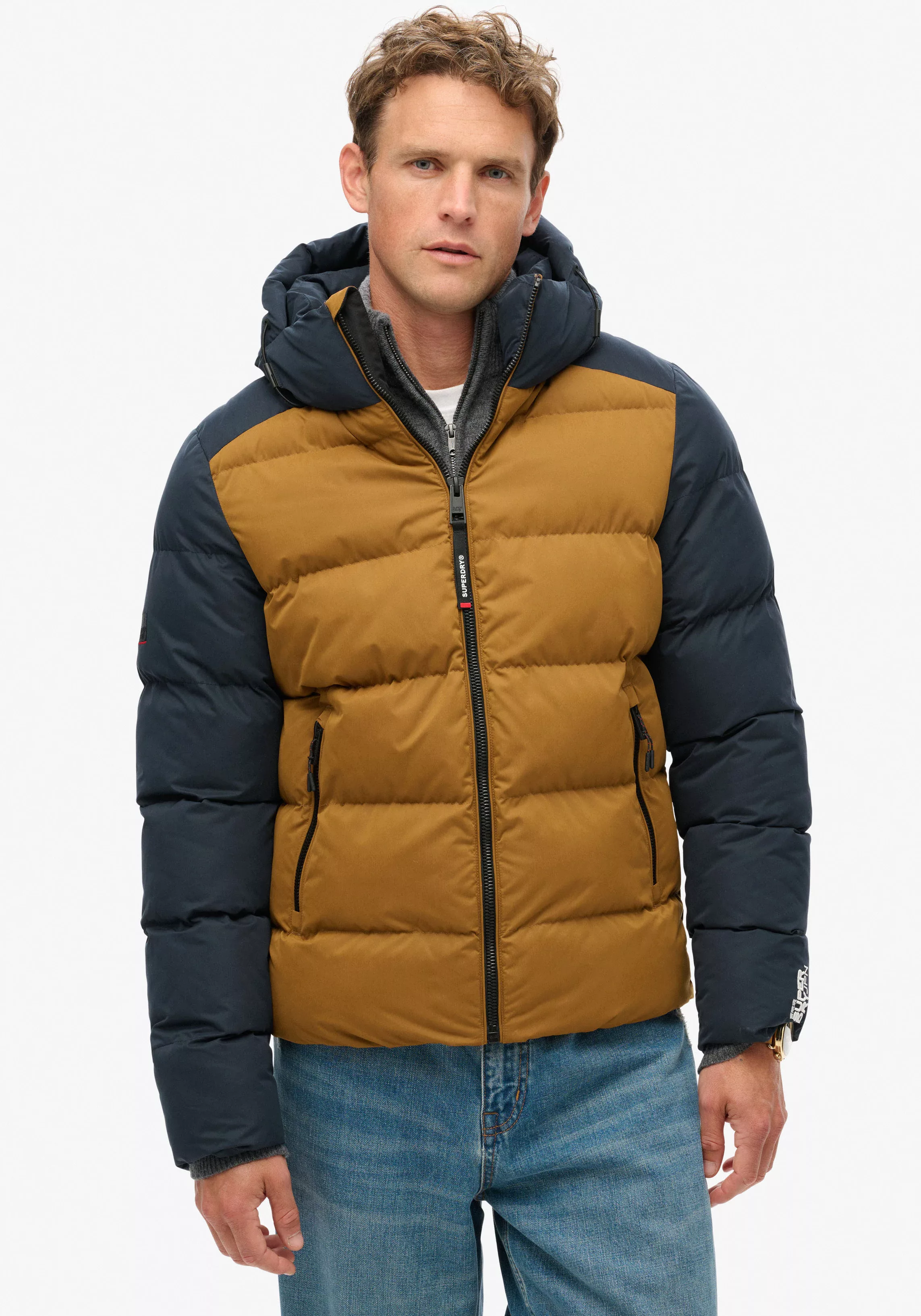 Superdry Steppjacke "HOOD COLOUR BLOCK SPORT PUFFER", mit Kapuze günstig online kaufen