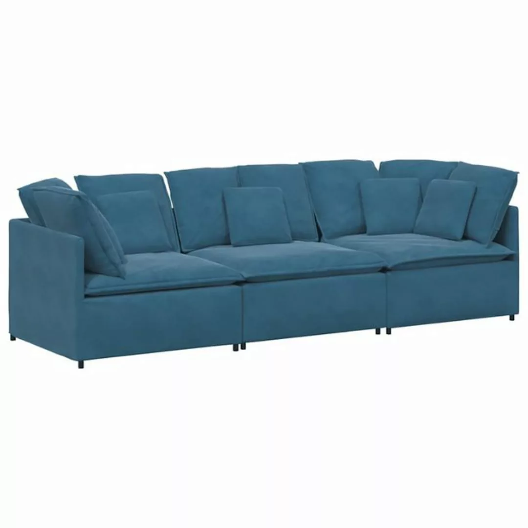 vidaXL Sofa Modulares Sofa mit Kissen Samt Blau günstig online kaufen