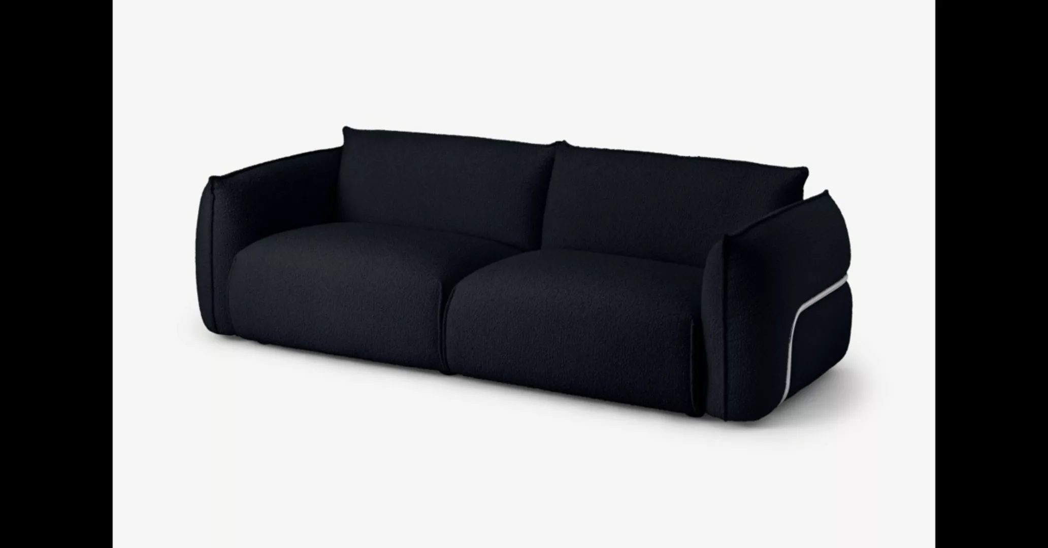 Dion 3-Sitzer Sofa, Boucle in Schwarz und Stahl - MADE.com günstig online kaufen