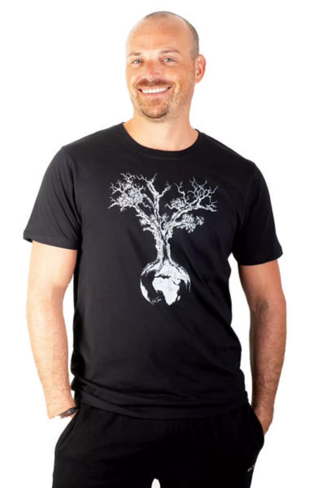 Shirt Aus Biobaumwolle Fairwear Für Herren "Weltenbaum" In Washed Green/bla günstig online kaufen