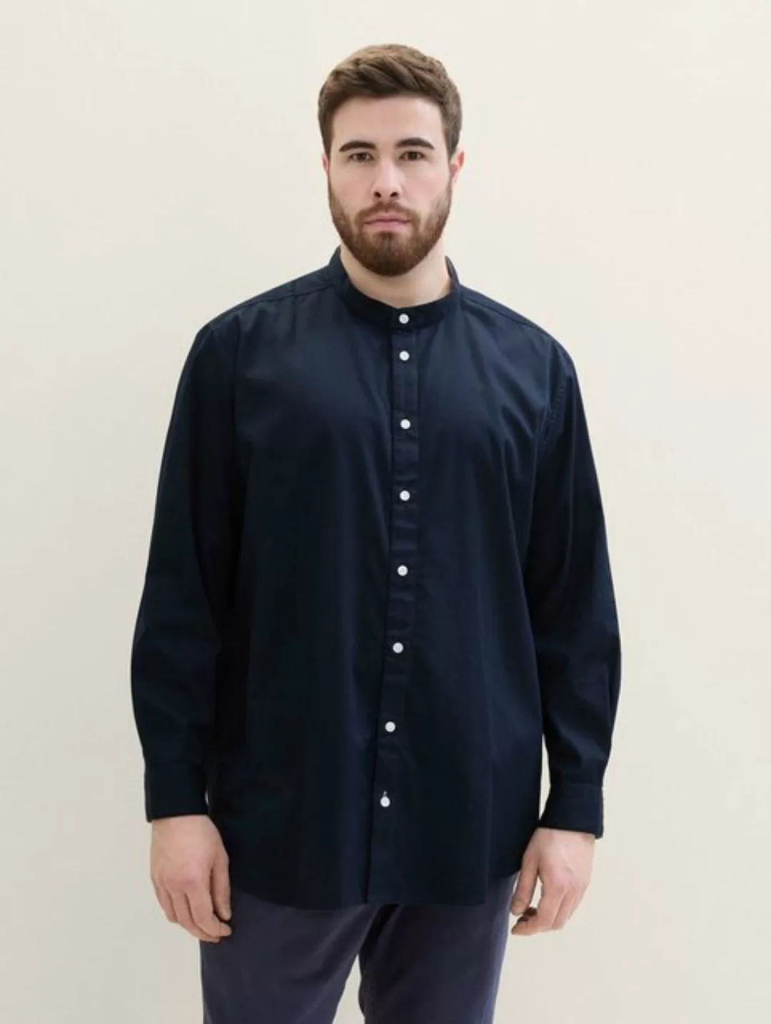 TOM TAILOR PLUS Langarmhemd Plus - Hemd mit Stehkragen günstig online kaufen