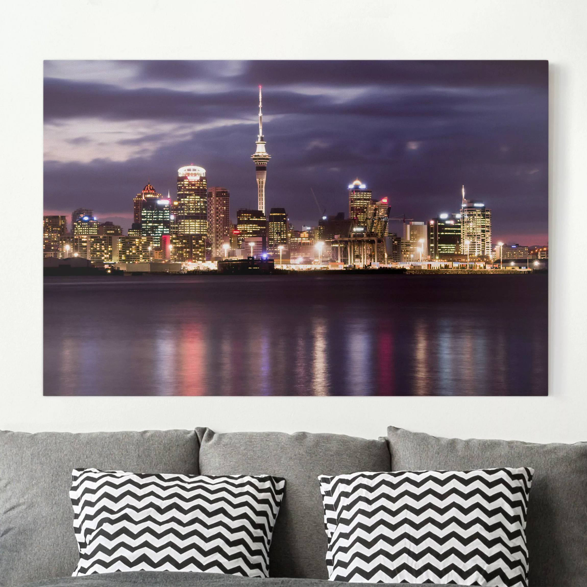 Leinwandbild Architektur & Skyline - Querformat Auckland bei Nacht günstig online kaufen