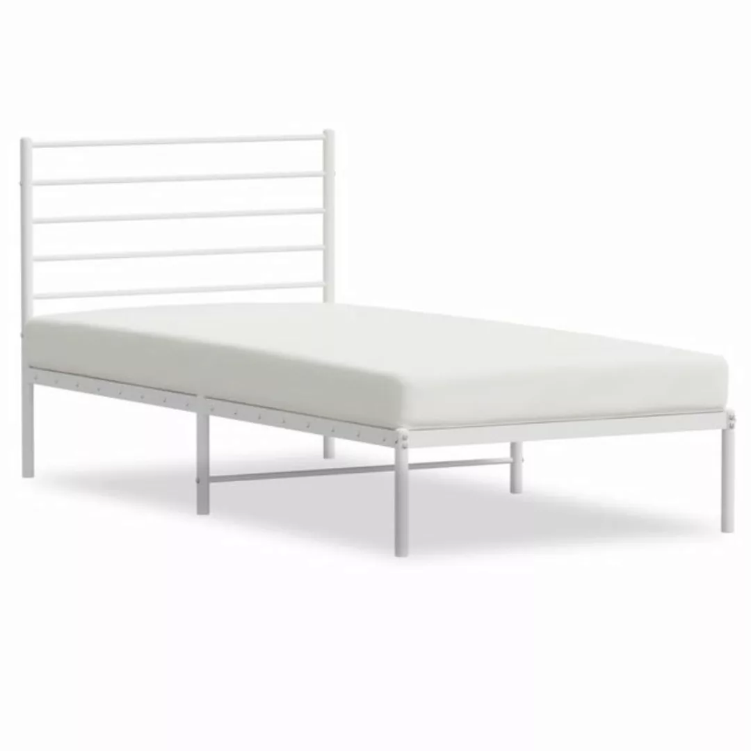 vidaXL Bettgestell Bettrahmen mit Kopfteil Metall Weiß 90x190 cm Bett Bettg günstig online kaufen