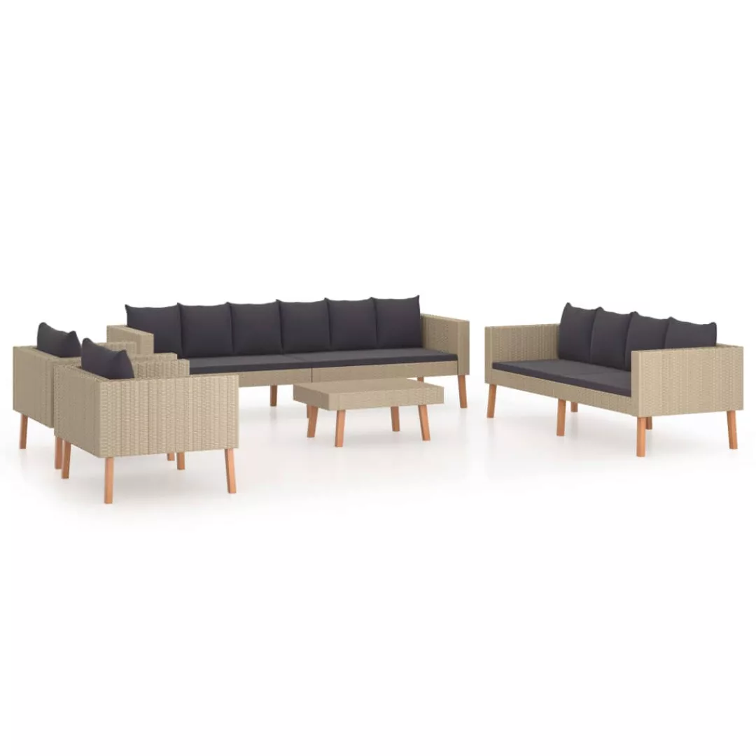 5-tlg. Garten-lounge-set Mit Auflagen Poly Rattan Beige günstig online kaufen