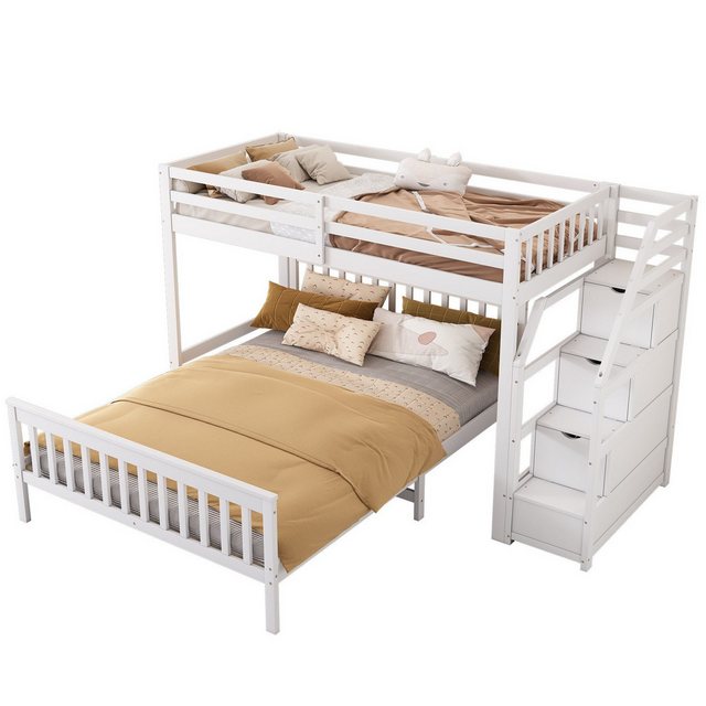 EXTSUD Etagenbett 90*200cm/140*200cm Kinderbett, Aufbewahrungsleiter,Weiß günstig online kaufen