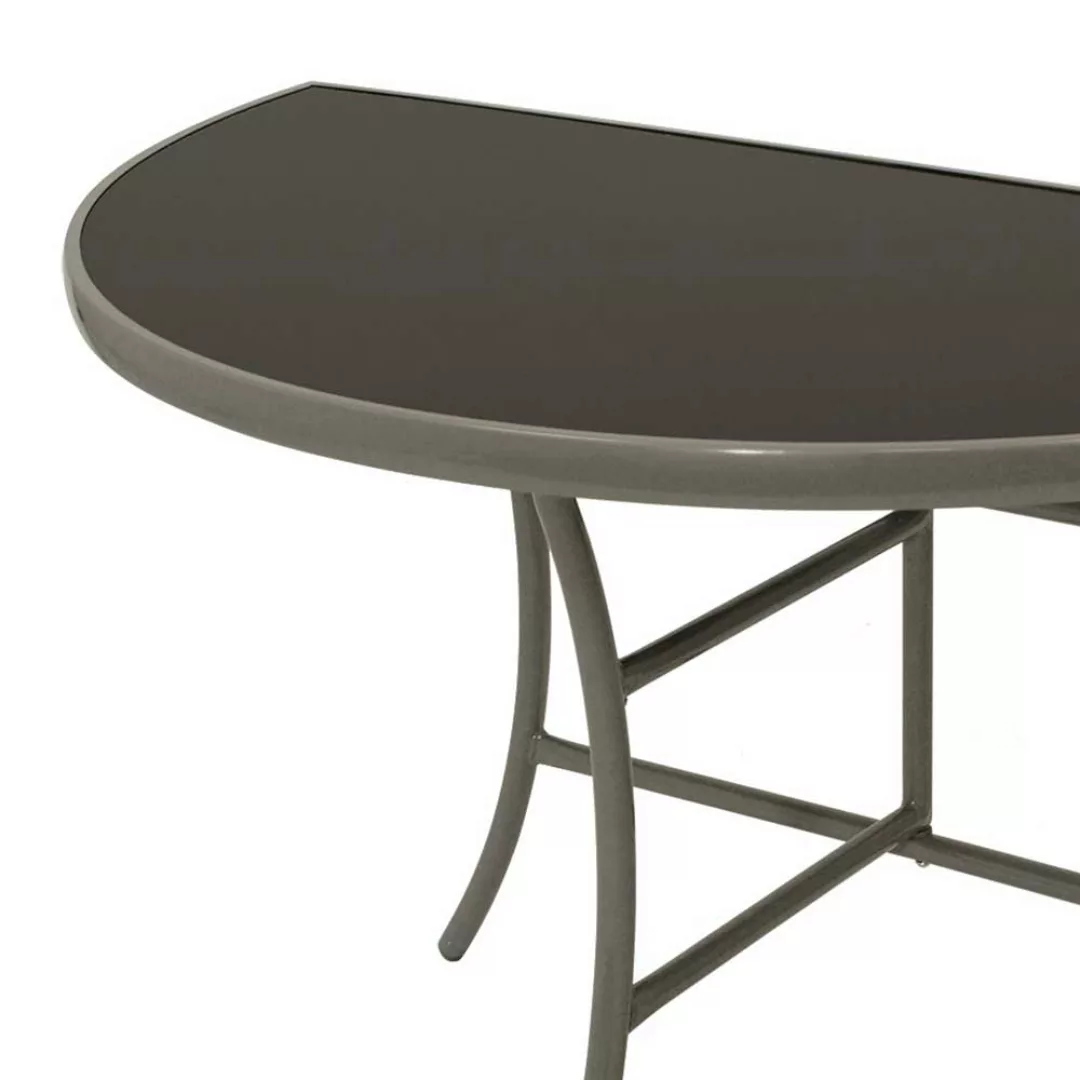 Halbrunder Gartentisch mit Glasplatte 110 cm günstig online kaufen