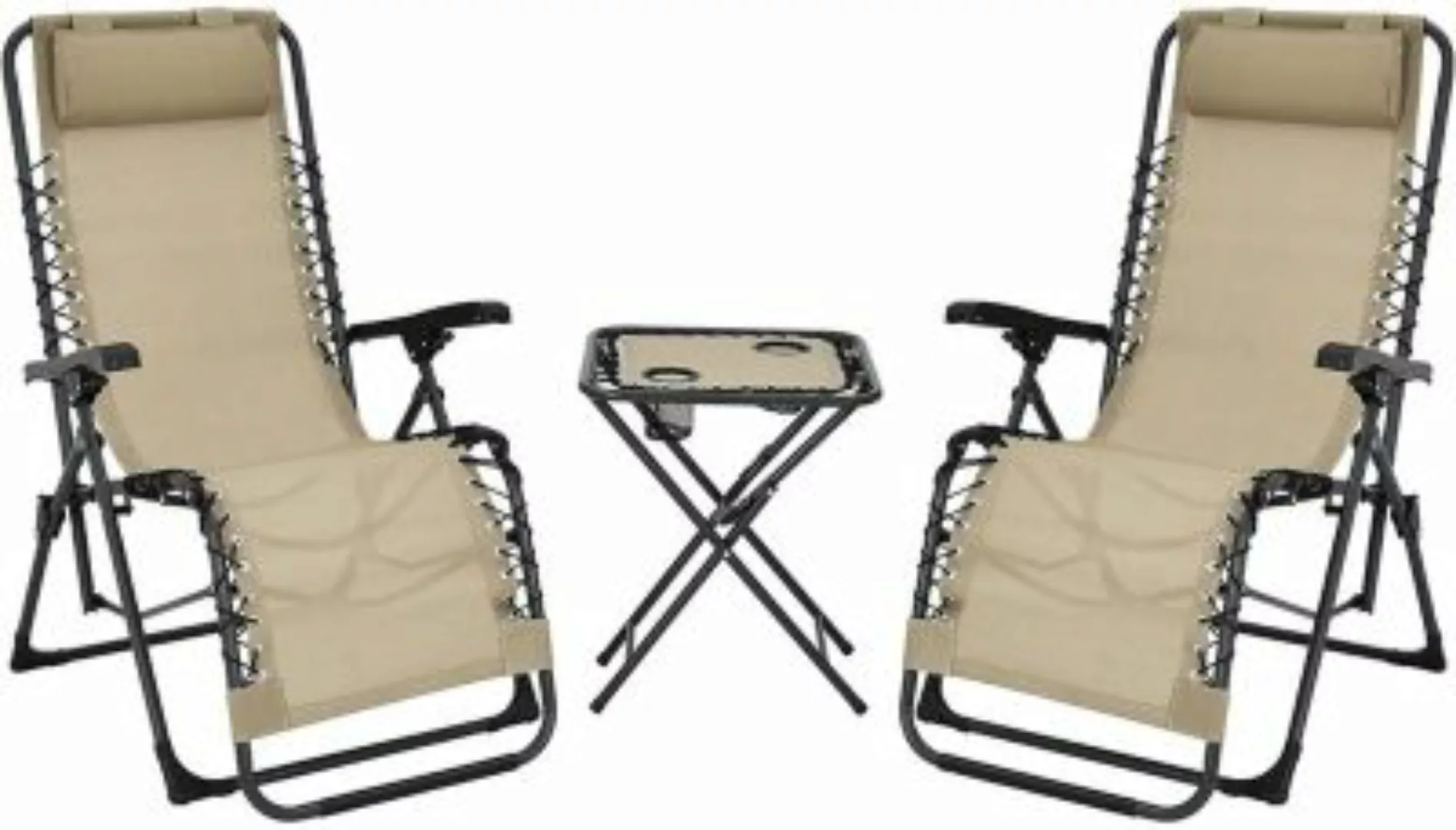 COSTWAY® Liegestühle 3-teiliges beige günstig online kaufen