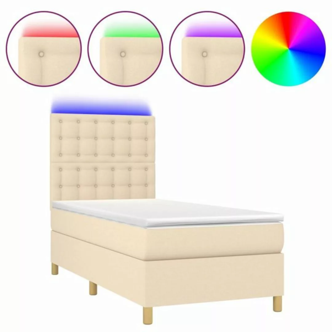 vidaXL Boxspringbett Boxspringbett mit Matratze LED Taupe 100x200 cm Stoff günstig online kaufen