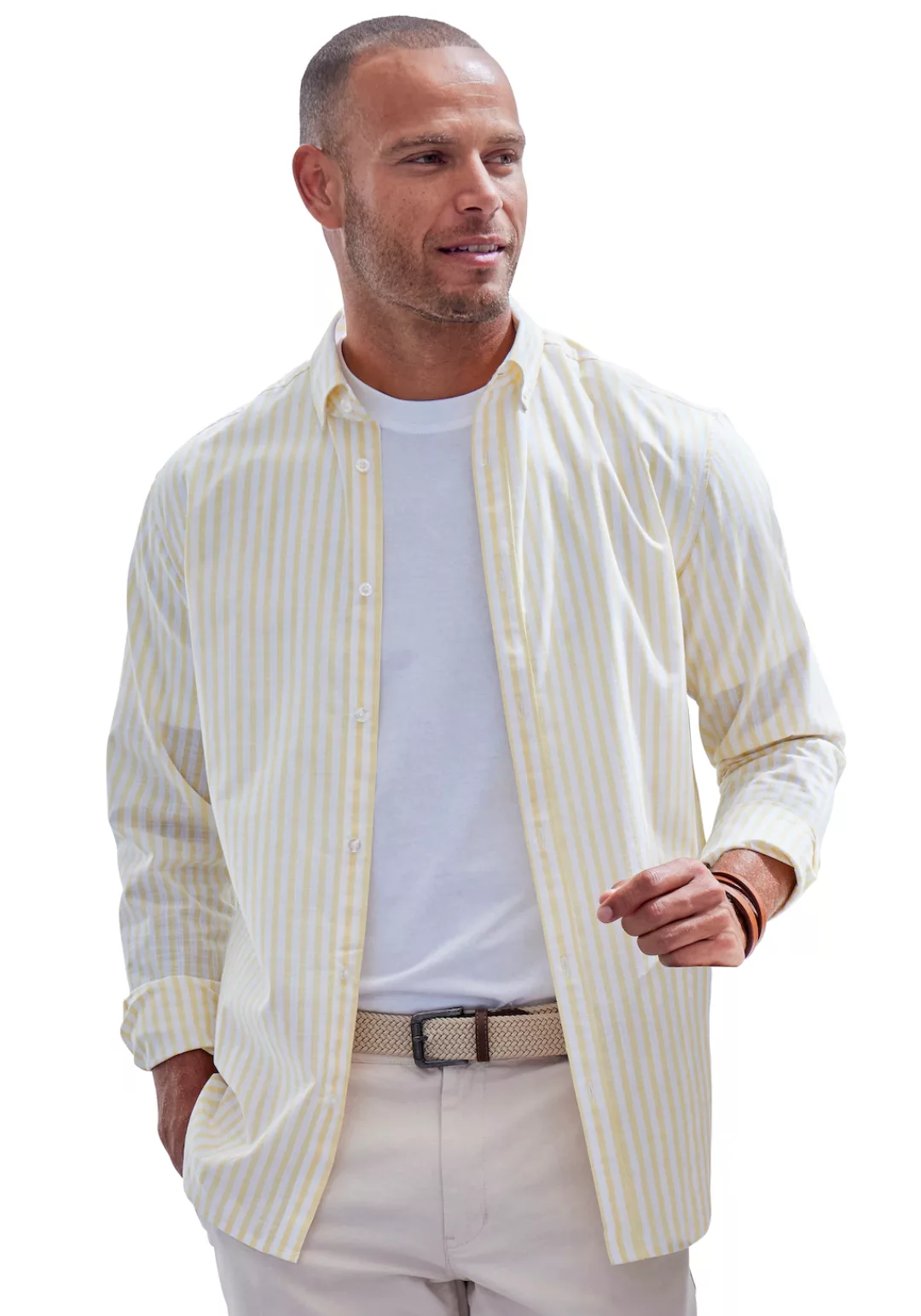 John Devin Langarmhemd Regular Fit Streifenhemd mit Button-down-Kragen, aus günstig online kaufen