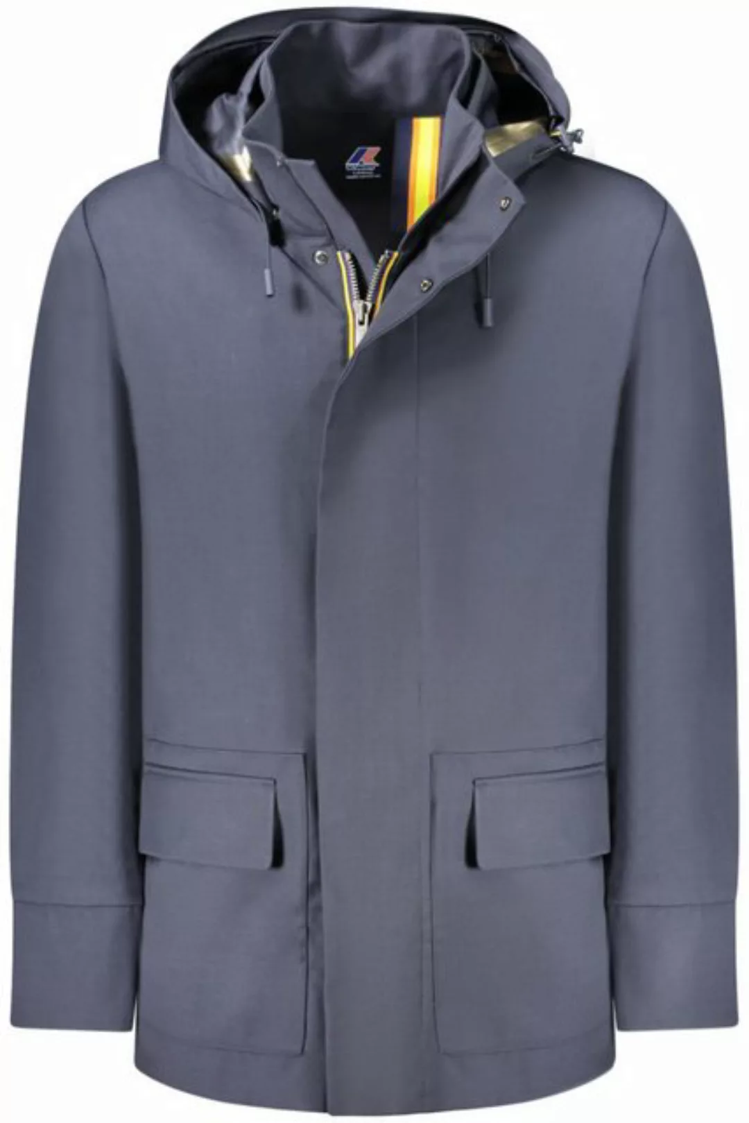 K-Way Outdoorjacke Langer Herren-Trenchcoat Blau mit Kapuze und praktischen günstig online kaufen