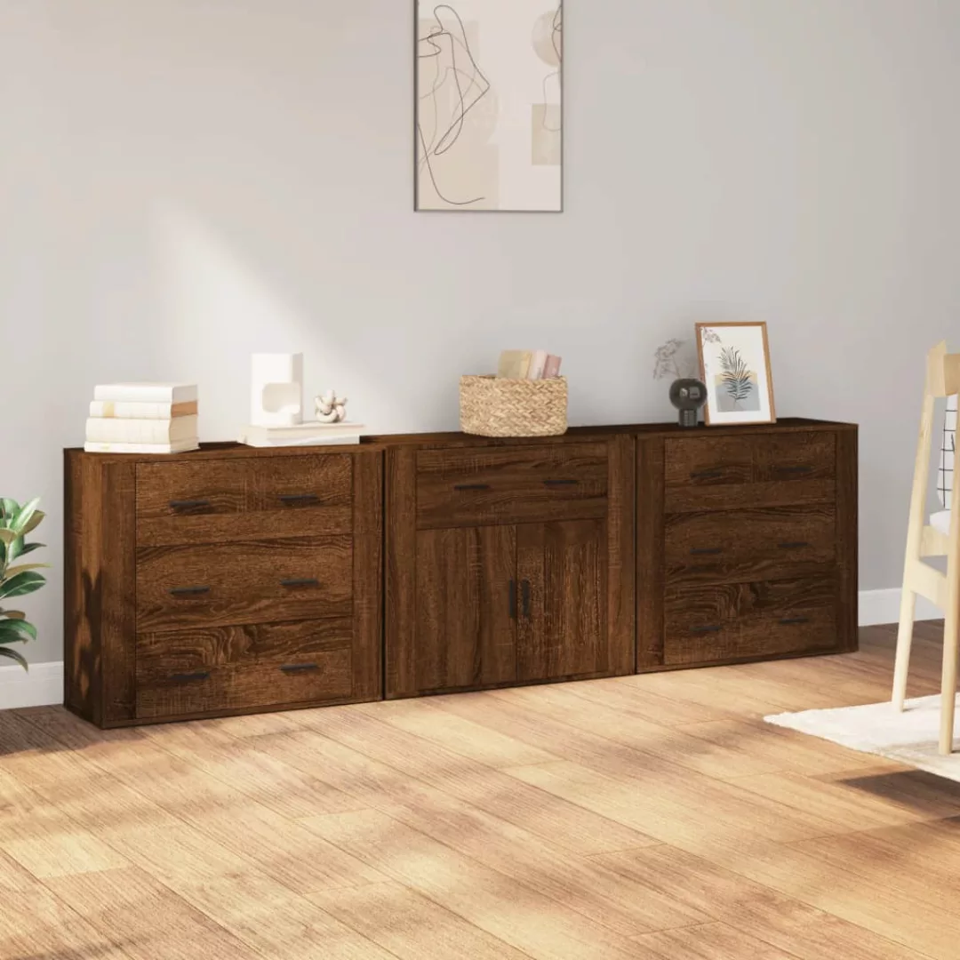 Vidaxl Sideboards 3 Stk. Braun Eichen-optik Holzwerkstoff günstig online kaufen