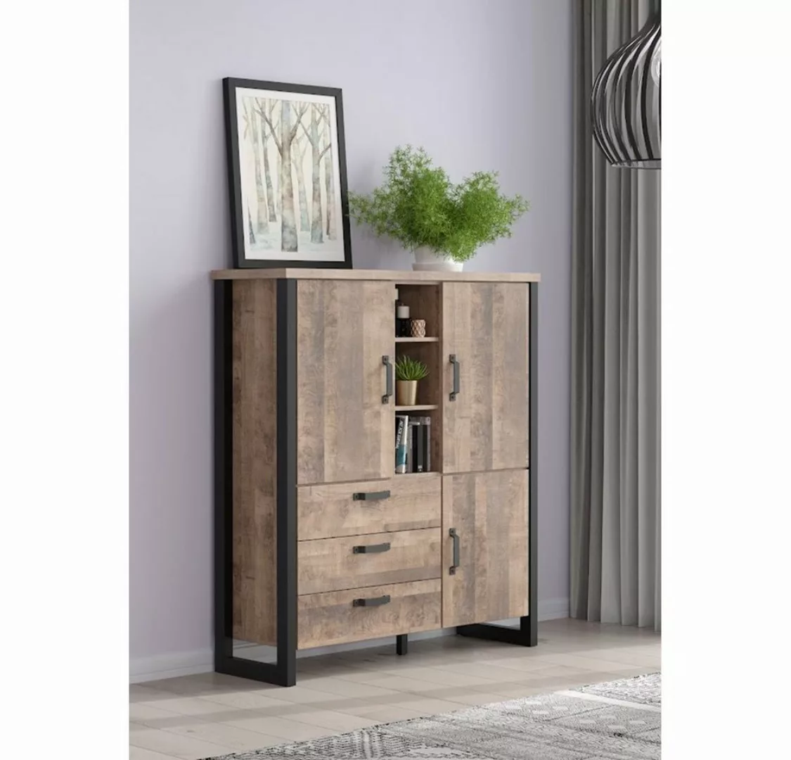 Highboard Emile Eiche Tabak Nachbildung B/H/T: ca. 138x155x45 cm günstig online kaufen