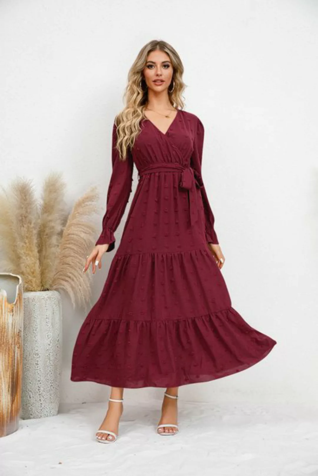 RUZU UG Dirndl Damenkleid Lässiges langes Abendkleid Freizeitkleid Partykle günstig online kaufen