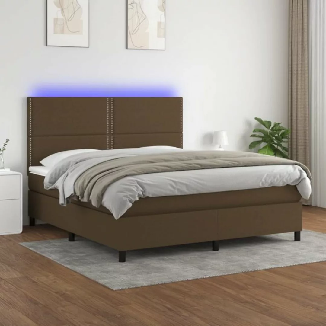 vidaXL Bettgestell Boxspringbett mit Matratze LED Dunkelbraun 180x200 cm St günstig online kaufen