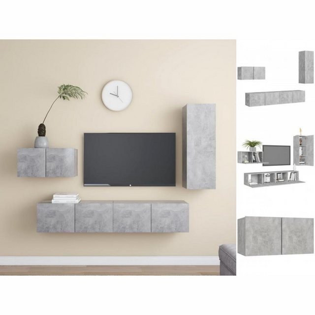 vidaXL TV-Schrank 4-tlg TV-Schrank-Set Betongrau Spanplatte günstig online kaufen