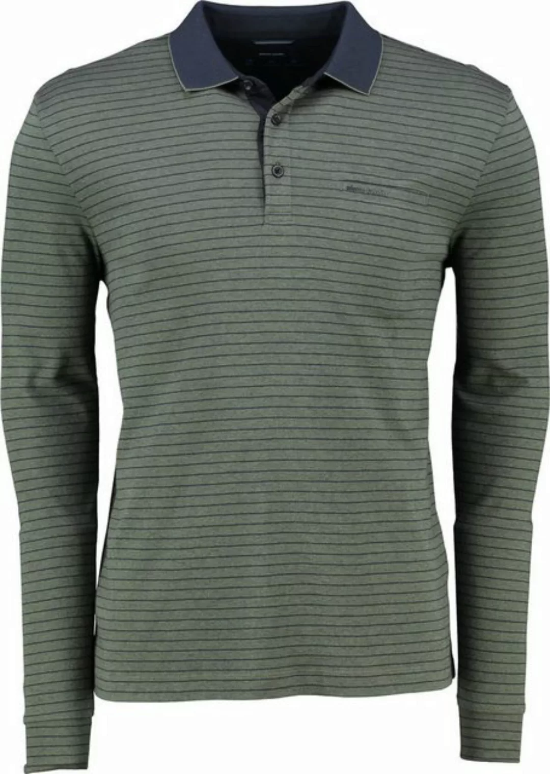 Pierre Cardin Poloshirt PIERRE CARDIN Polo-Shirt oliv gestreift Langarm günstig online kaufen