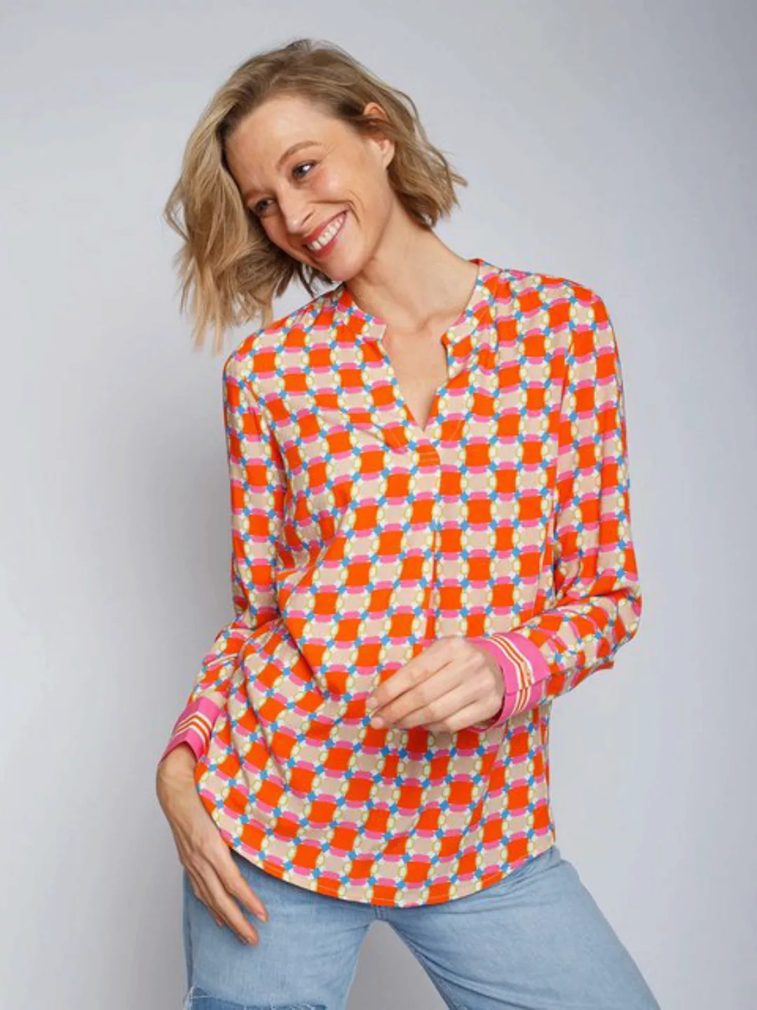 Emily Van Den Bergh Schlupfbluse Shirtbluse Multi Geometric günstig online kaufen