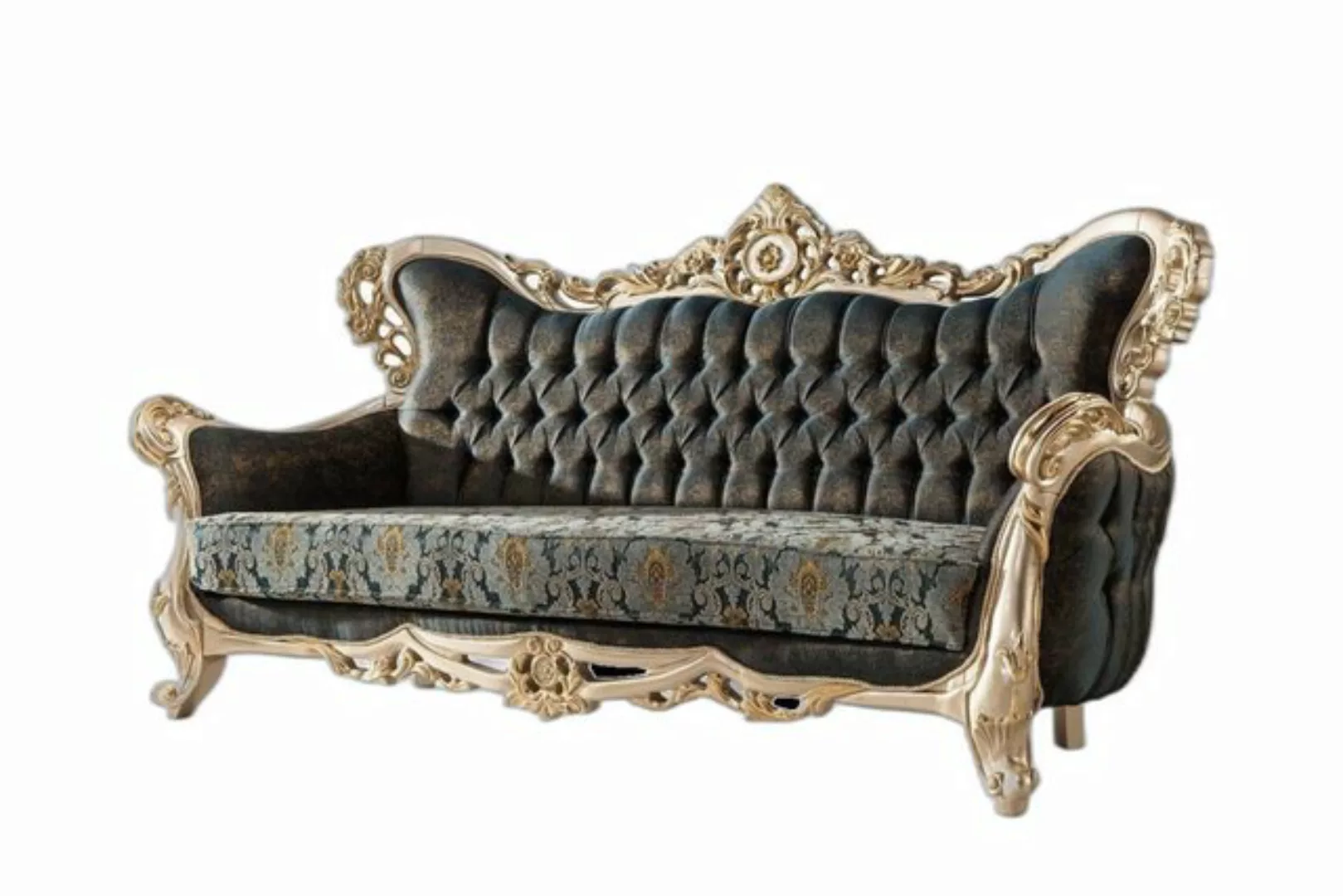 Xlmoebel Sofa Barock Dreisitzer Chesterfield Sofa Couch Möbel Stoff Gold El günstig online kaufen