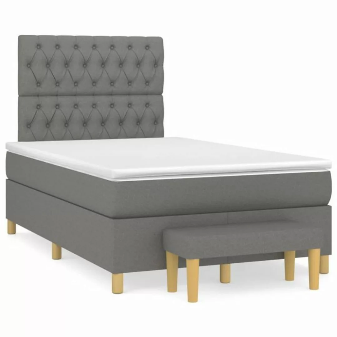 furnicato Bett Boxspringbett mit Matratze Dunkelgrau 120x200 cm Stoff (1-tl günstig online kaufen