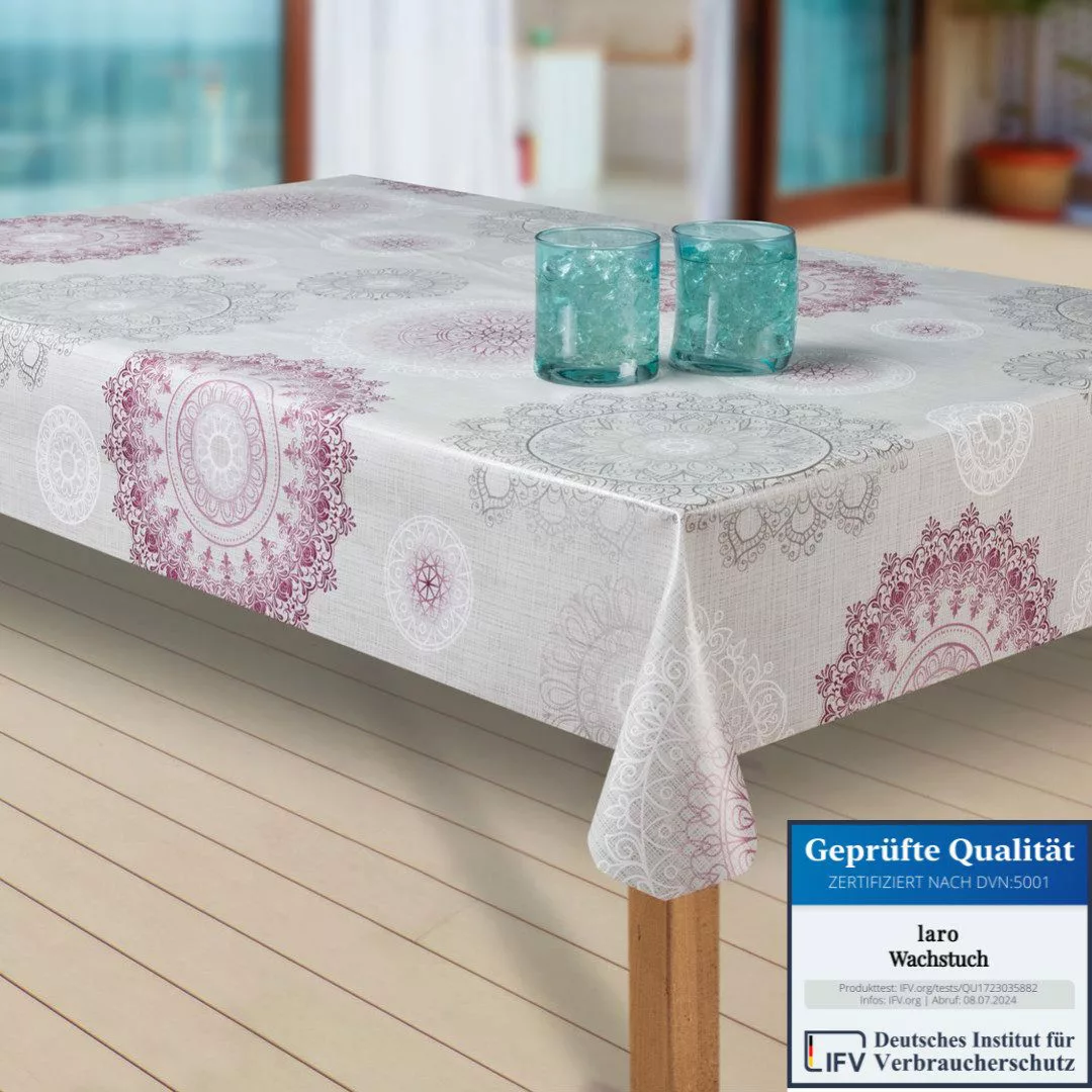 laro Tischdecke Wachstuch-Tischdecken Abwaschbar Mandala grau günstig online kaufen