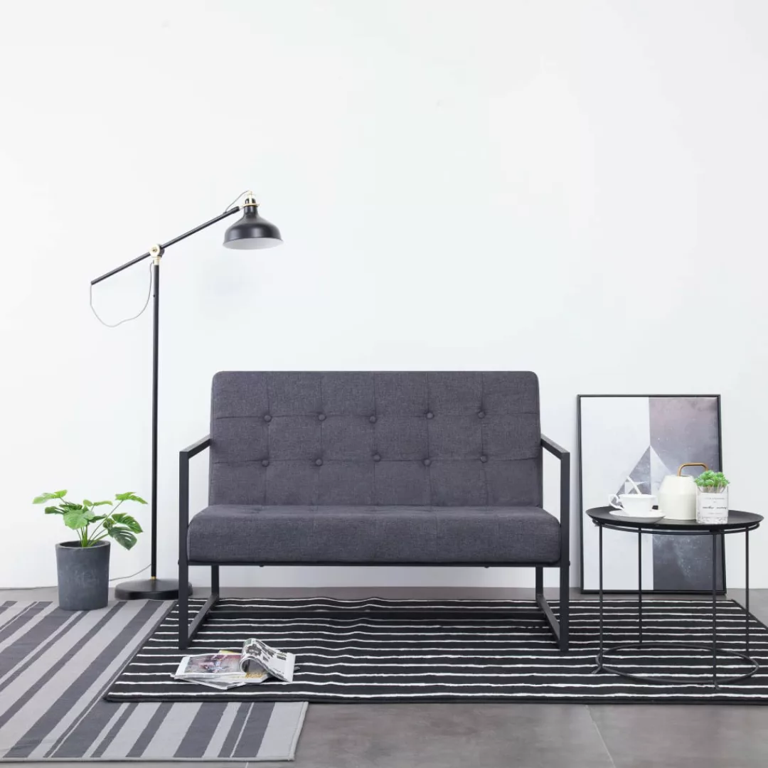 vidaXL Sofa 2-Sitzer-Sofa mit Armlehnen Dunkelgrau Stahl und Stoff Couch günstig online kaufen