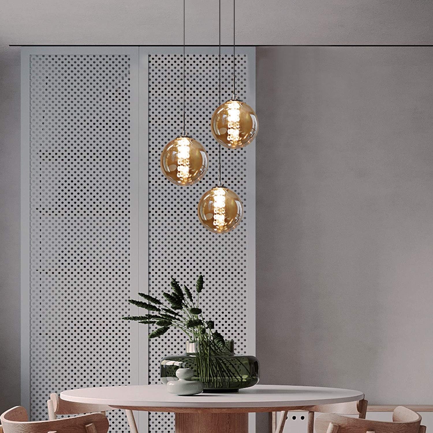 ZMH Pendelleuchte LED Höhenverstellbar Kronleuchter Glas günstig online kaufen