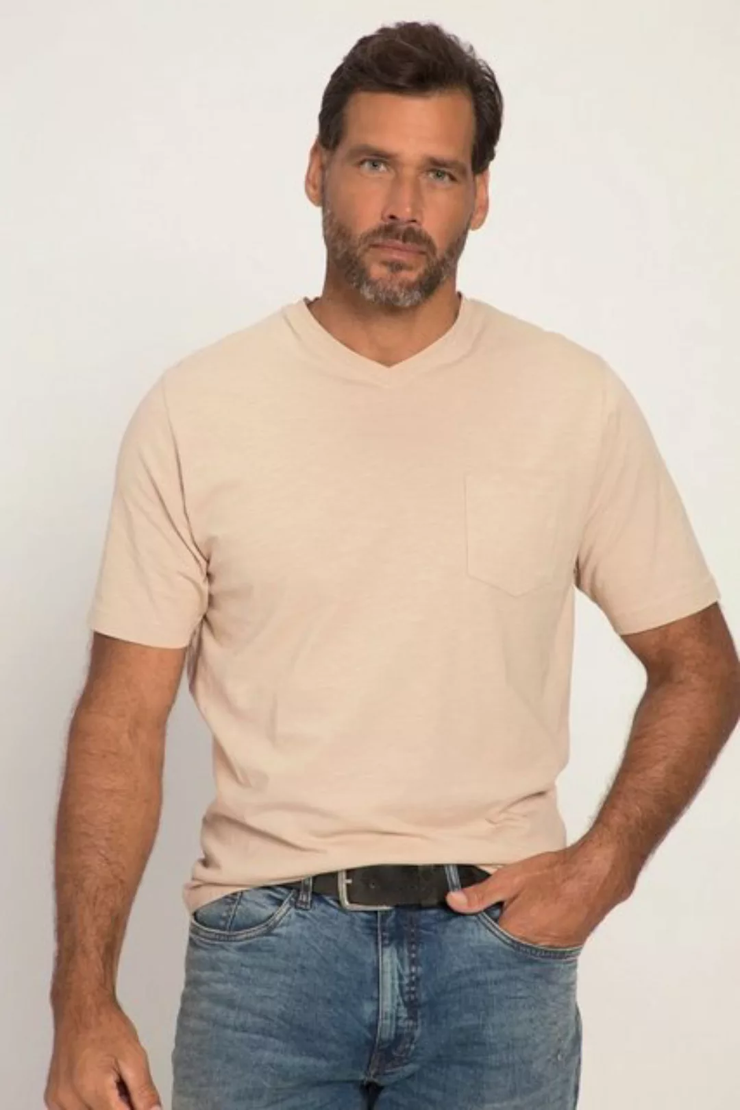 JP1880 T-Shirt T-Shirt Basic Halbarm V-Ausschnitt Flammjersey günstig online kaufen