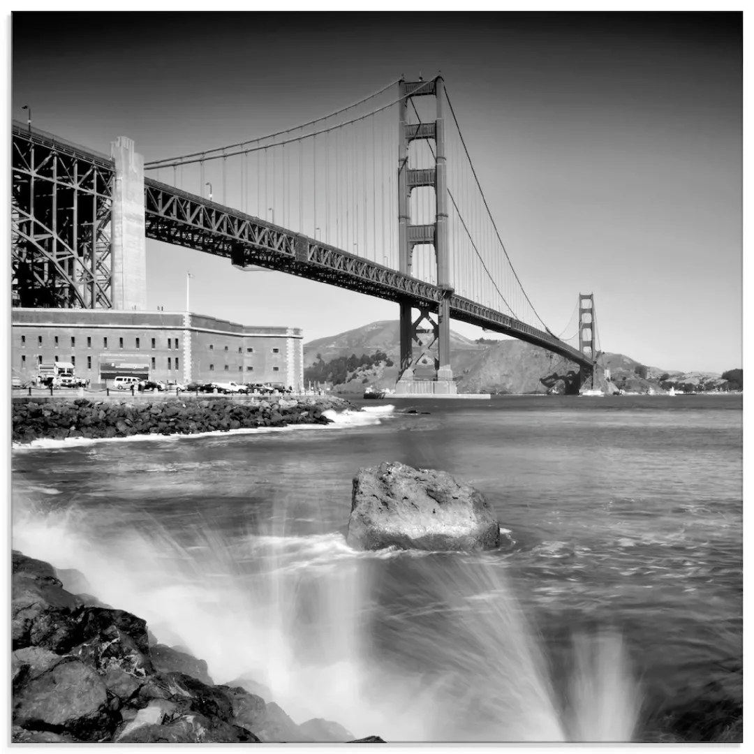 Artland Glasbild »Golden Gate Bridge mit Brandung«, Amerika, (1 St.) günstig online kaufen