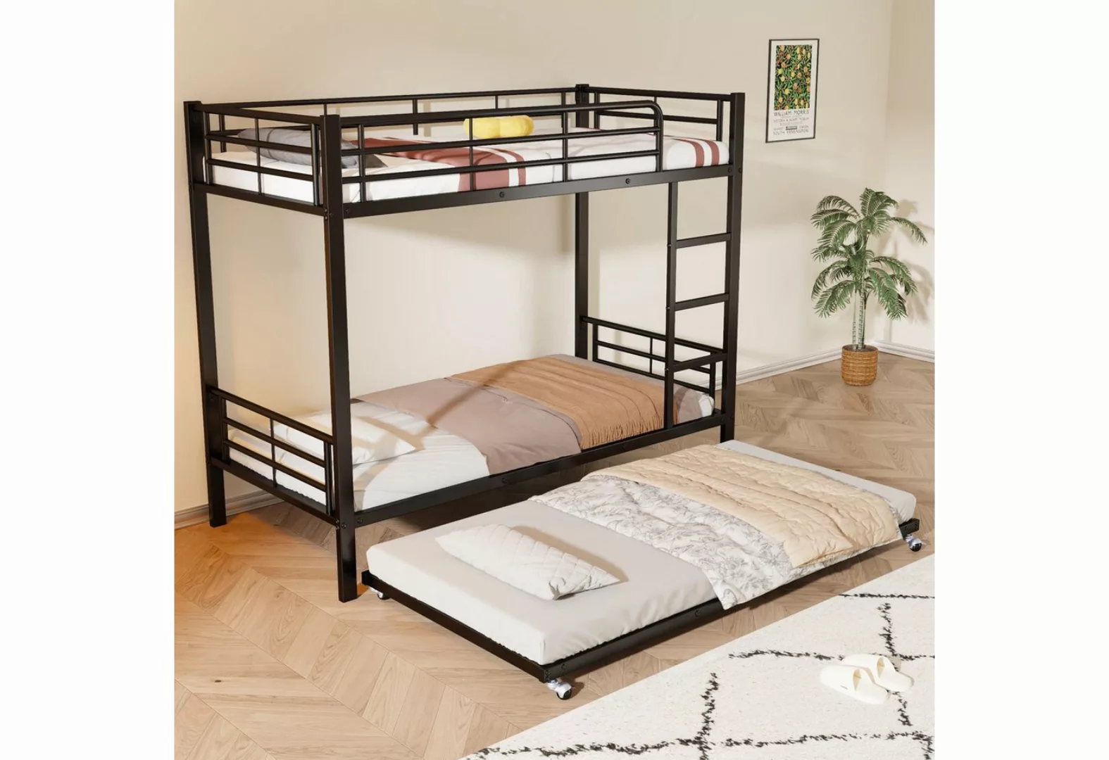 HAUSS SPLOE Etagenbett mit Ausziehbett, 4 Seitengitter am oberen Bett, Eise günstig online kaufen