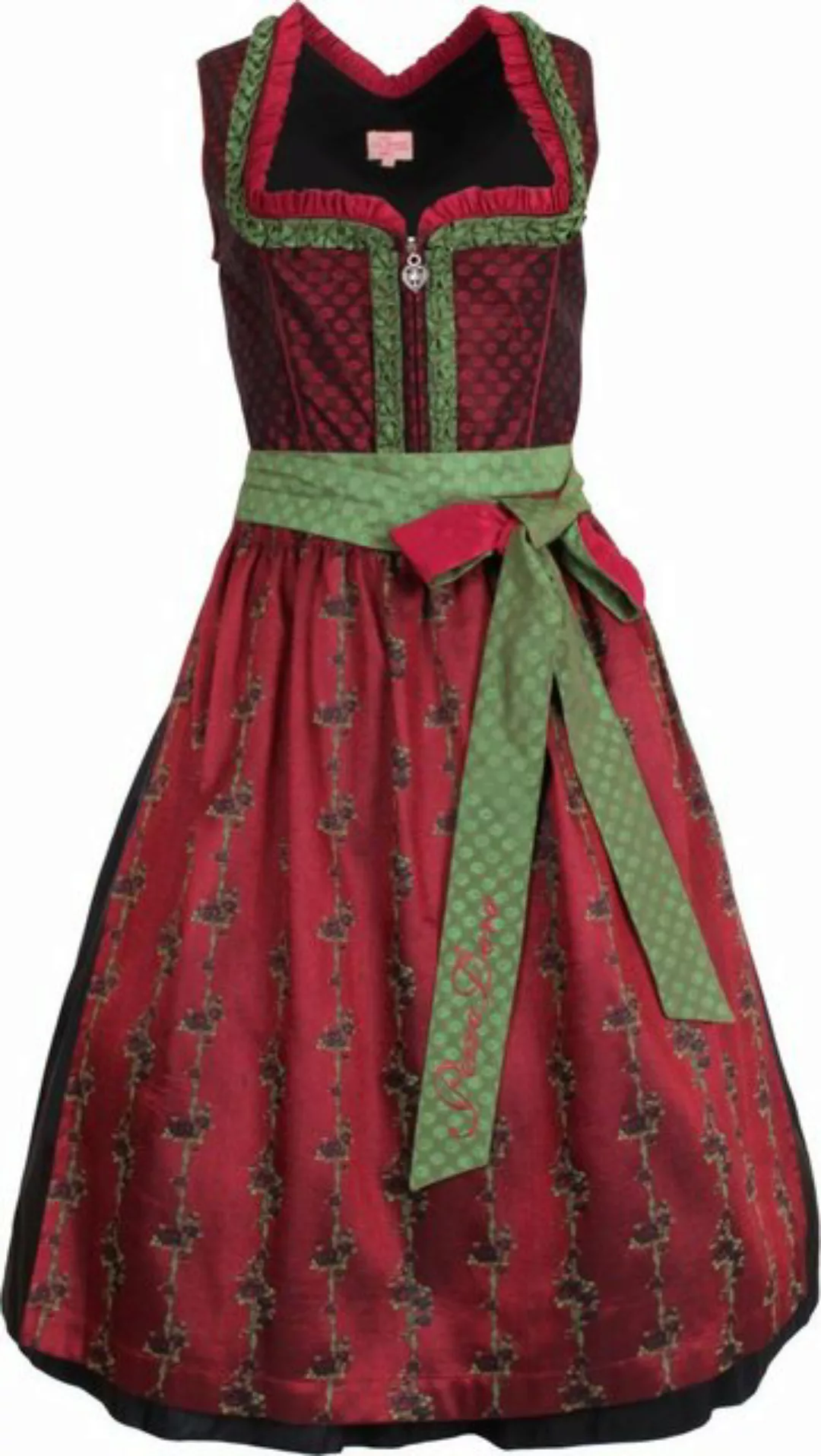 Pezzo D'oro Dirndl Festtagsdirndl schwarz/rot/grün Midilänge 70 cm, (2-teil günstig online kaufen