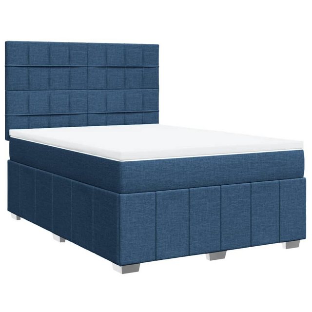 vidaXL Bett Boxspringbett mit Matratze Blau 140x200 cm Stoff günstig online kaufen