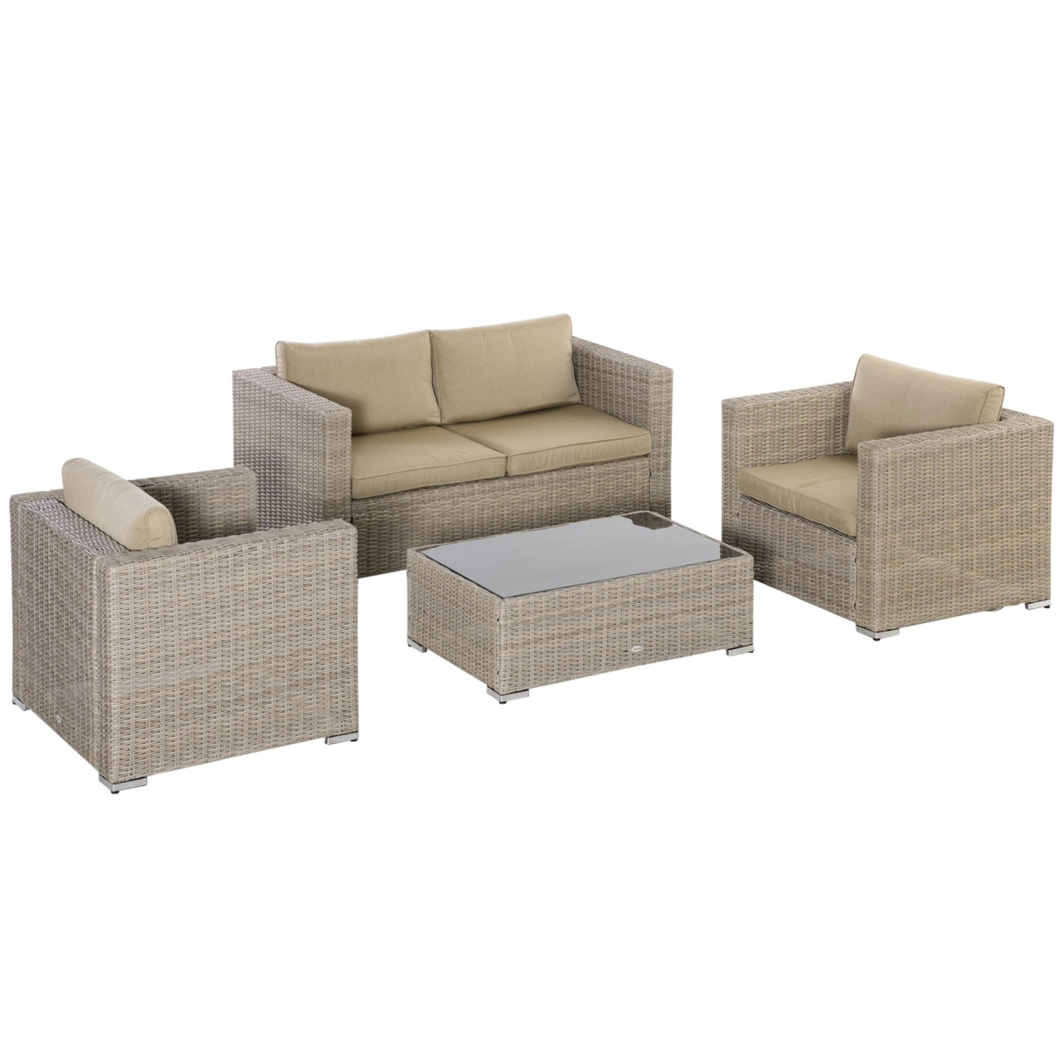 Outsunny Sitzgruppe beige Polypropylen B/H/L: ca. 75x150x65 cm günstig online kaufen