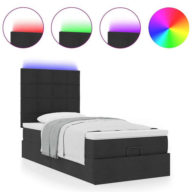 vidaXL Bett Ottoman-Bett mit Matratze & LEDs Schwarz 80x200 cm Stoff günstig online kaufen