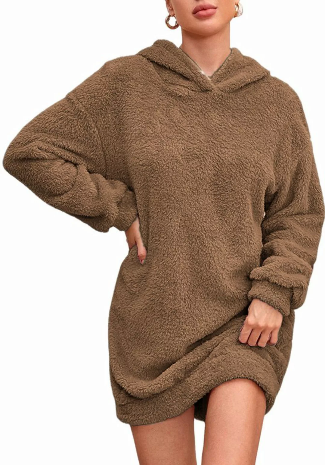 Zoclack Kapuzensweatshirt Damen Langärmeliges Plüsch Sweatshirt mit Kapuze, günstig online kaufen