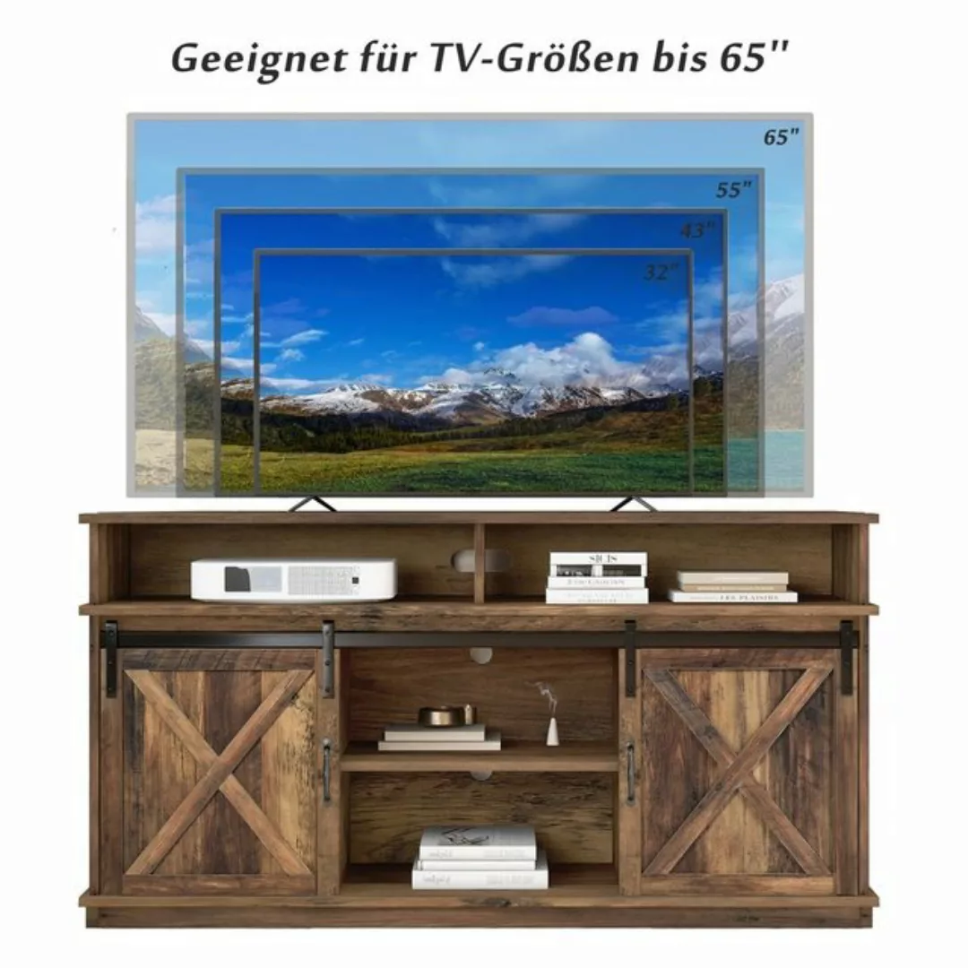 Fangqi TV-Schrank Sideboard mit 2 Schiebetüren, verstellbaren Regalen,Farm- günstig online kaufen