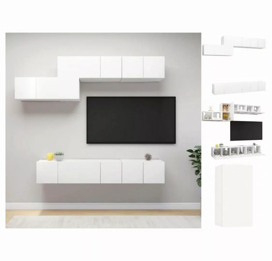 vidaXL TV-Schrank 7-tlg TV-Schrank-Set Weiß Spanplatte günstig online kaufen