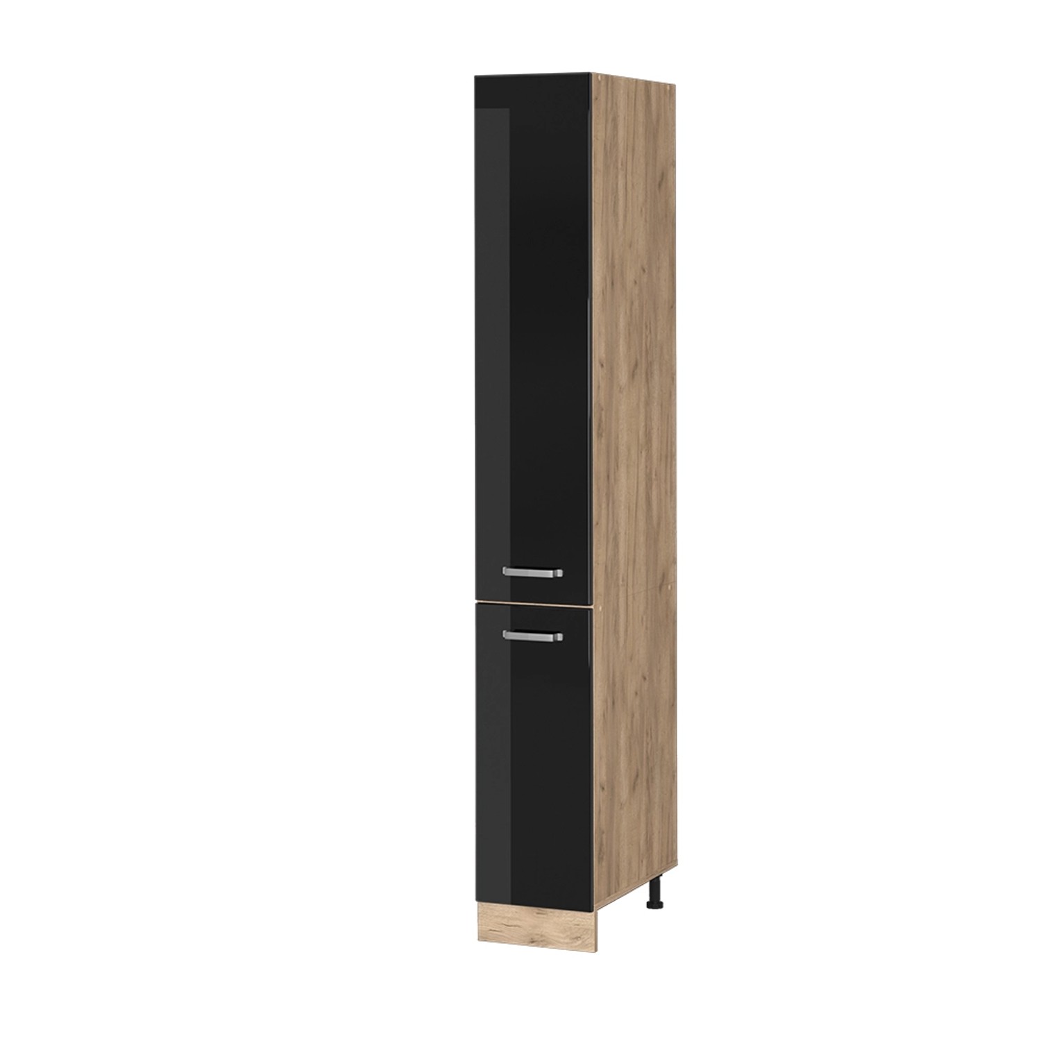 Vicco Hochschrank R-Line, Schwarz Hochglanz/Goldkraft Eiche, günstig online kaufen