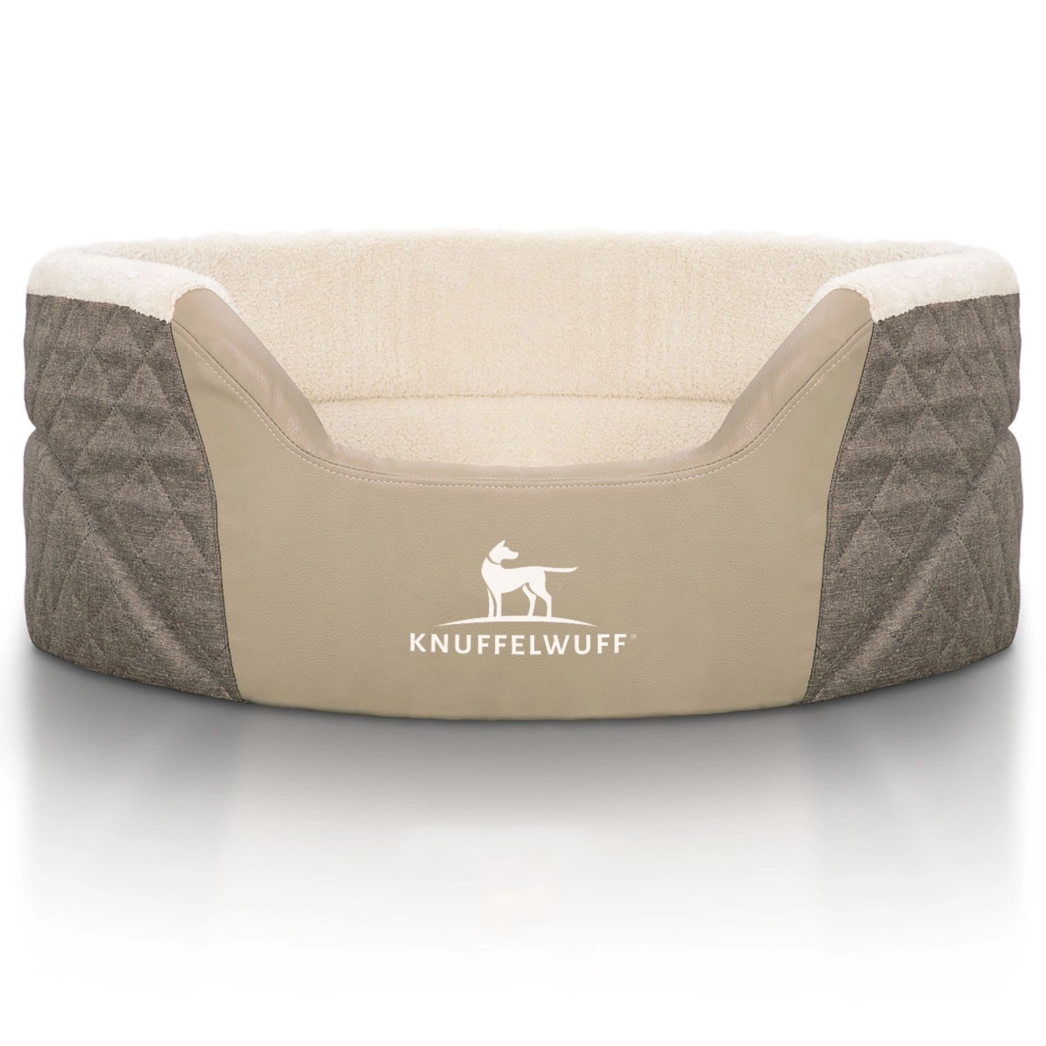 Knuffelwuff Hundebett Lena Orthopädisch Velours und Kunstleder XL 90 x 66cm günstig online kaufen