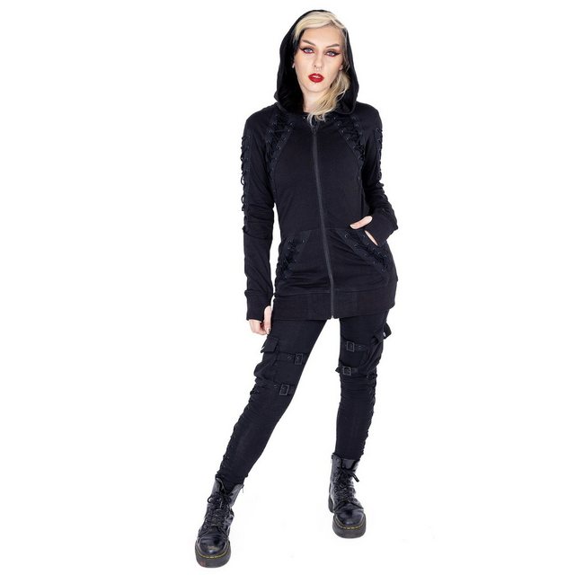 Poizen Industries Kapuzensweatshirt Diana Hoodie Gothic Goth Grufti Schnüru günstig online kaufen